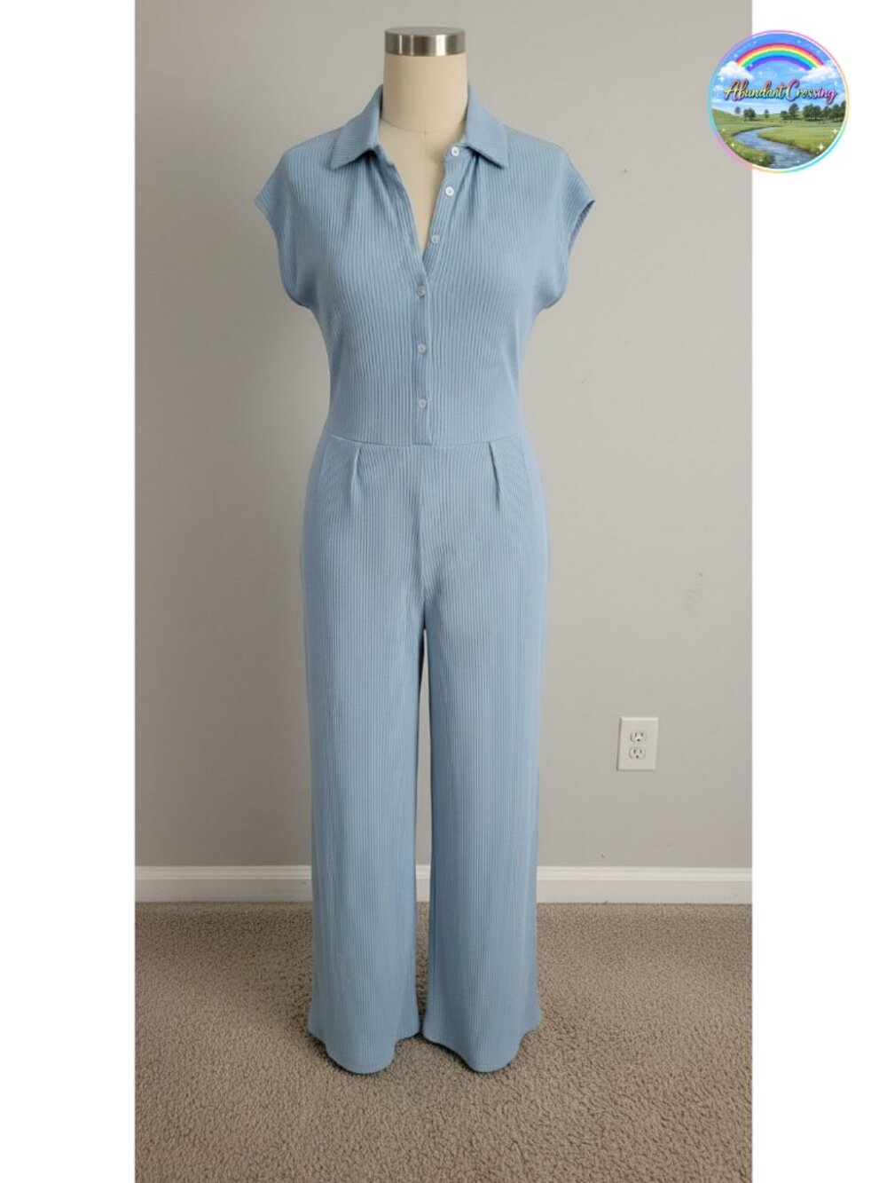 Women's Button Up Wide Leg Jumpsuit Short Sleeve Cutout Back Romper